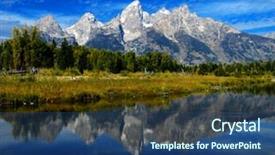  Presentation with blue mountain - PPT layouts consisting of detail of grand tetons mountains background and a ocean colored foreground