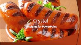  Presentation with sausages - Colorful PPT layouts enhanced with detail of grilled sausages with parsley and rosemary in ceramic bowl backdrop and a tawny brown colored foreground