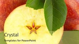  Presentation with chemistry leaves green leaf - Amazing PPT theme having detail of half an apple backdrop and a  colored foreground