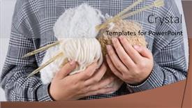  Presentation with knitting - Cool new slide set with detail of hands holding white wool for knitting backdrop and a light gray colored foreground