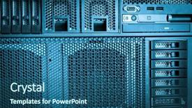  Presentation with data center - Slide set consisting of detail of hard drive cluster background and a  colored foreground
