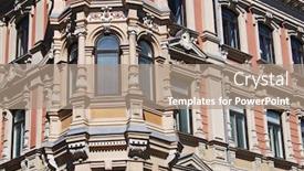  Presentation with building - Presentation consisting of detail of helsinki building background and a coral colored foreground