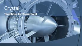  Presentation with gas turbine - PPT theme with detail-of-industrial-gas-turbine background and a ocean colored foreground