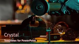  Presentation with steel industry - Presentation theme featuring detail-of-industry-worker-cutting background and a wine colored foreground