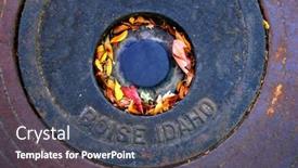  Presentation with idaho - PPT theme consisting of detail-of-iron-metal-round background and a dark gray colored foreground