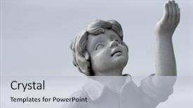  Presentation with cemetery - Beautiful PPT theme featuring detail of kid statue looking up at something in his hand the broken statue is on an unmarked gravestone in mt auburn cemetery cambridge-ma backdrop and a lemonade colored foreground