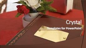 Presentation with name plate - Colorful presentation theme enhanced with detail of leather bound menu backdrop and a tawny brown colored foreground