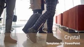  Presentation with caring - Slide set with detail-of-modern-businessmen-entering background and a violet colored foreground