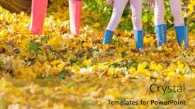  Presentation with lawyer client meeting wearing mask - PPT theme having detail-of-mum-and-daughters background and a gold colored foreground