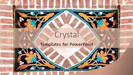  Presentation with blue floral - Theme consisting of detail-of-old-mosaic-wall background and a lemonade colored foreground