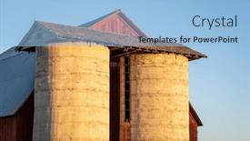  Presentation with barn - Theme consisting of detail-of-old-weathered-red background and a light blue colored foreground