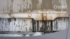  Presentation with rustic wood wooden frame - Audience pleasing presentation design consisting of detail of old wooden window shutters with rusty iron hinge and peeling paint toulouse france backdrop and a coral colored foreground