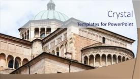 Presentation with italy - Slide deck with detail-of-parma-cathedral-emilia background and a sky blue colored foreground