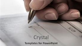  Presentation with writing pen - PPT theme with detail-of-pen-for-writing background and a light gray colored foreground