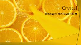  Presentation with orange juice - Cool new slides with detail-of-pouring-orange-juice backdrop and a gold colored foreground
