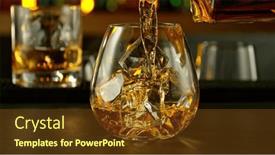  Presentation with whiskey - Presentation theme having detail-of-pouring-whiskey background and a tawny brown colored foreground
