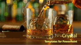  Presentation with whiskey - Presentation theme having detail-of-pouring-whiskey background and a tawny brown colored foreground