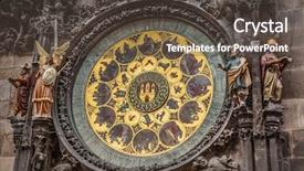  Presentation with prague astronomical clock - Audience pleasing presentation theme consisting of detail of prague astronomical clock backdrop and a tawny brown colored foreground
