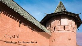  Presentation with tower - Presentation design featuring detail-of-red-wall background and a coral colored foreground