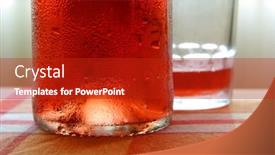  Presentation with bottle red wine - Presentation design having detail of red wine bottle and glass against bright background background and a crimson colored foreground