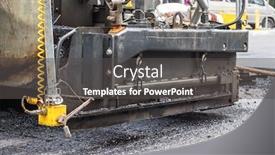  Presentation with road - Audience pleasing theme consisting of detail-of-road-roller backdrop and a dark gray colored foreground