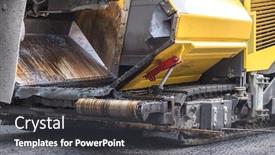  Presentation with road - Beautiful PPT theme featuring detail-of-road-roller backdrop and a dark gray colored foreground