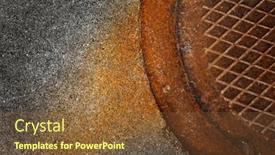  Presentation with concrete - PPT theme featuring detail-of-rusted-manhole-cover background and a tawny brown colored foreground