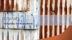  Presentation with steel - Presentation theme consisting of detail-of-rusted-metal-wall background and a light blue colored foreground