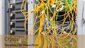  Presentation with datacenter - PPT theme consisting of detail-of-server-inside-datacenter background and a gold colored foreground