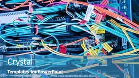 Presentation with fiber optic - Presentation theme with detail-of-server-rack background and a teal colored foreground