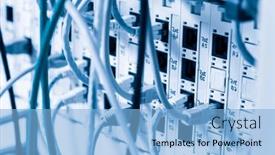  Presentation with optic - Slides having detail-of-server-rack background and a light blue colored foreground