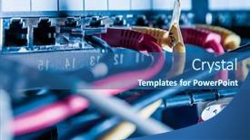  Presentation with ethernet - Colorful PPT theme enhanced with detail-of-server-with-patch backdrop and a ocean colored foreground