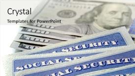  Presentation with social security - Presentation featuring detail of several social security background and a light gray colored foreground