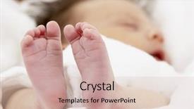  Presentation with baby sleeping - Audience pleasing presentation consisting of detail of sleeping baby's feet backdrop and a soft green colored foreground