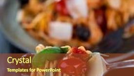  Presentation with italian cuisine - Audience pleasing theme consisting of detail of spaghetti with tomato sauce italian cuisine backdrop and a tawny brown colored foreground