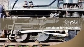  Presentation with railroad - PPT theme with detail of steam locomotive colorado background and a violet colored foreground