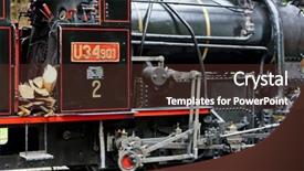  Presentation with steam - Presentation theme with detail of steam locomotive museum of kysuce village vychylovka slovakia background and a tawny brown colored foreground
