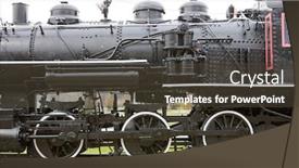  Presentation with railroad - Audience pleasing presentation theme consisting of detail-of-steam-locomotive-railroad backdrop and a tawny brown colored foreground