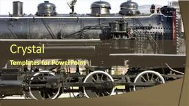  Presentation with railroad - Slides featuring detail-of-steam-locomotive-railroad background and a tawny brown colored foreground