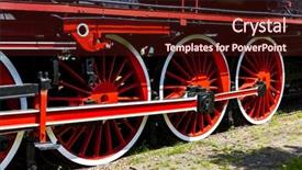  Presentation with steam - Slide deck with detail of steam locomotive in railway museum koscierzyna pomerania poland background and a wine colored foreground