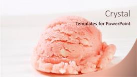  Presentation with ice cream strawberry - Colorful presentation design enhanced with detail of strawberry ice cream scoop backdrop and a lemonade colored foreground