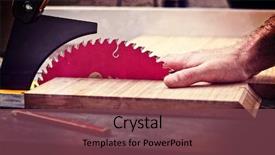  Presentation with blade - PPT theme consisting of detail of table saw blade background and a  colored foreground