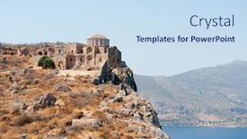  Presentation with church - Audience pleasing PPT theme consisting of detail-of-the-church backdrop and a sky blue colored foreground