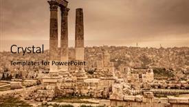  Presentation with amman jordan - Beautiful PPT theme featuring detail of the columns located backdrop and a coral colored foreground