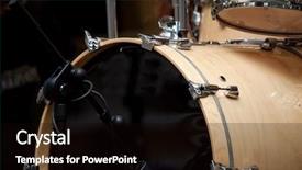  Presentation with drums - PPT theme having detail of the drums on stage background and a black colored foreground