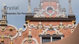  Presentation with facade - Colorful PPT theme enhanced with detail-of-the-facade backdrop and a light blue colored foreground