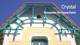  Presentation with house - Colorful presentation theme enhanced with detail-of-the-french-house backdrop and a ocean colored foreground