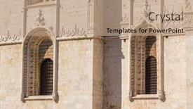  Presentation with monastery - PPT layouts enhanced with detail-of-the-magnificent-carvings background and a coral colored foreground