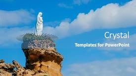  Presentation with virgin mary - PPT theme having detail-of-the-rocher-de background and a teal colored foreground
