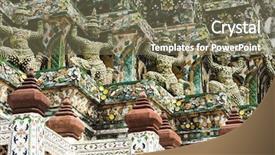  Presentation with demon - Audience pleasing PPT theme consisting of detail of the temple of wat arun with statues of demon guardians bangkok thailand backdrop and a violet colored foreground